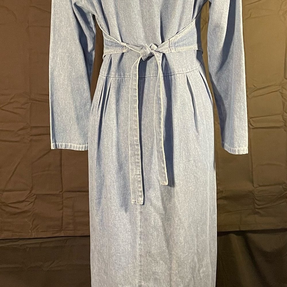 NWT VINTAGE Ethnic Norwegian Hand Painted Medium Cotton Denim Dress Vest M USA - Picture 4 of 9